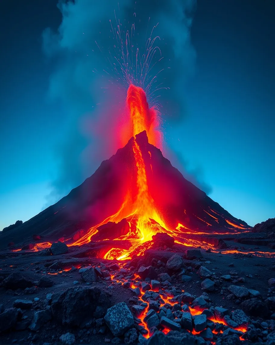 Blue lava volcano - Free AI Photo Generator - starryai