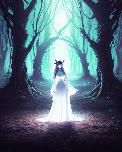 Night, young beautiful woman long - Free AI Photo Generator - starryai