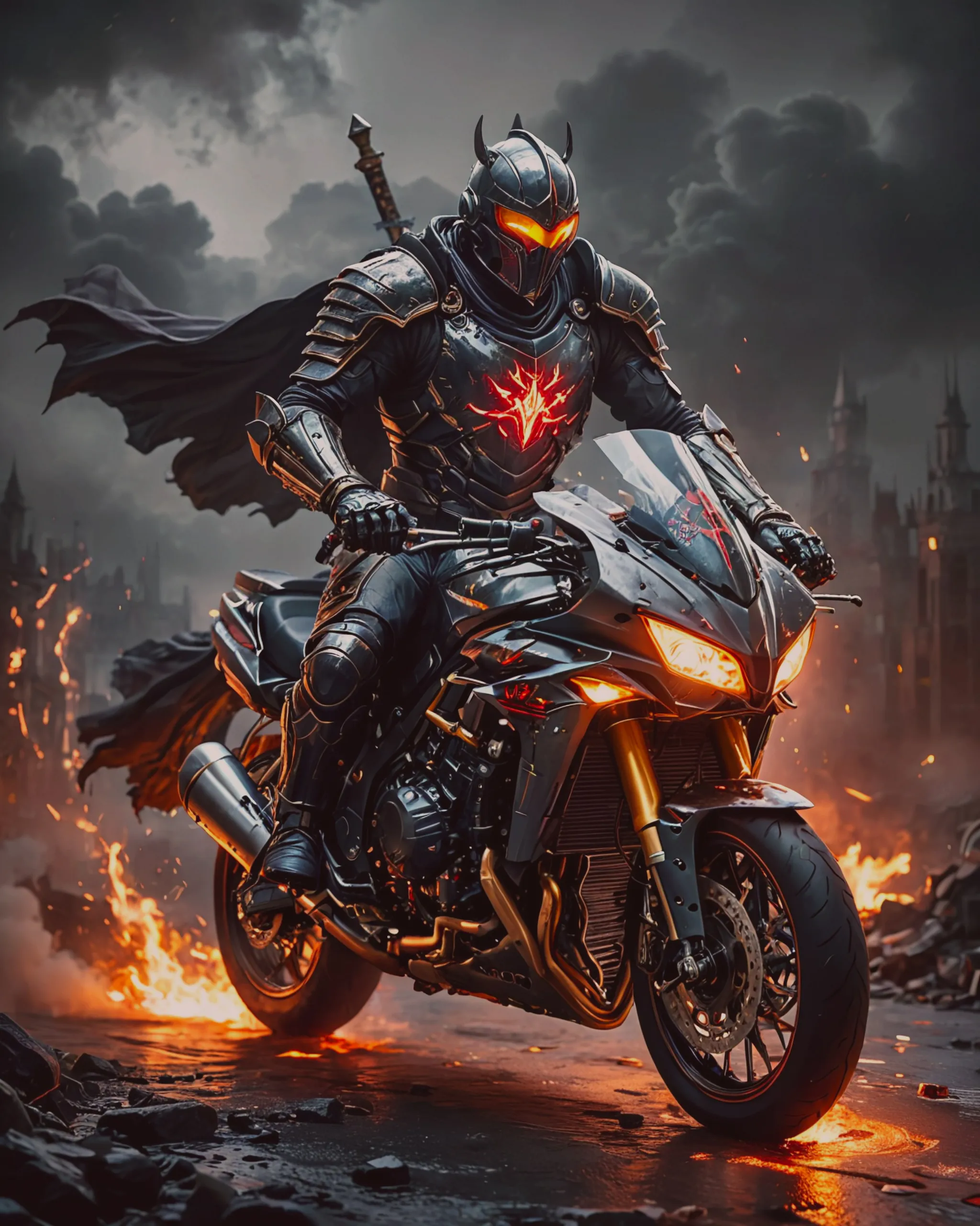 hero black knight fights evil on - Free AI Photo Generator - starryai