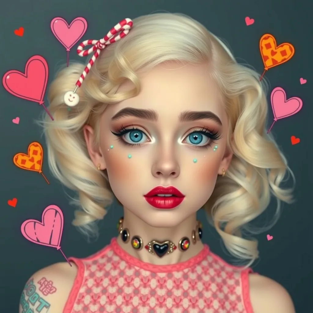 Cute girl candy brat goth hearts - Free AI Photo Generator - starryai