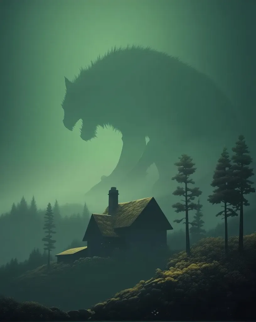 A giant beast looming over a at - Free AI Photo Generator - starryai