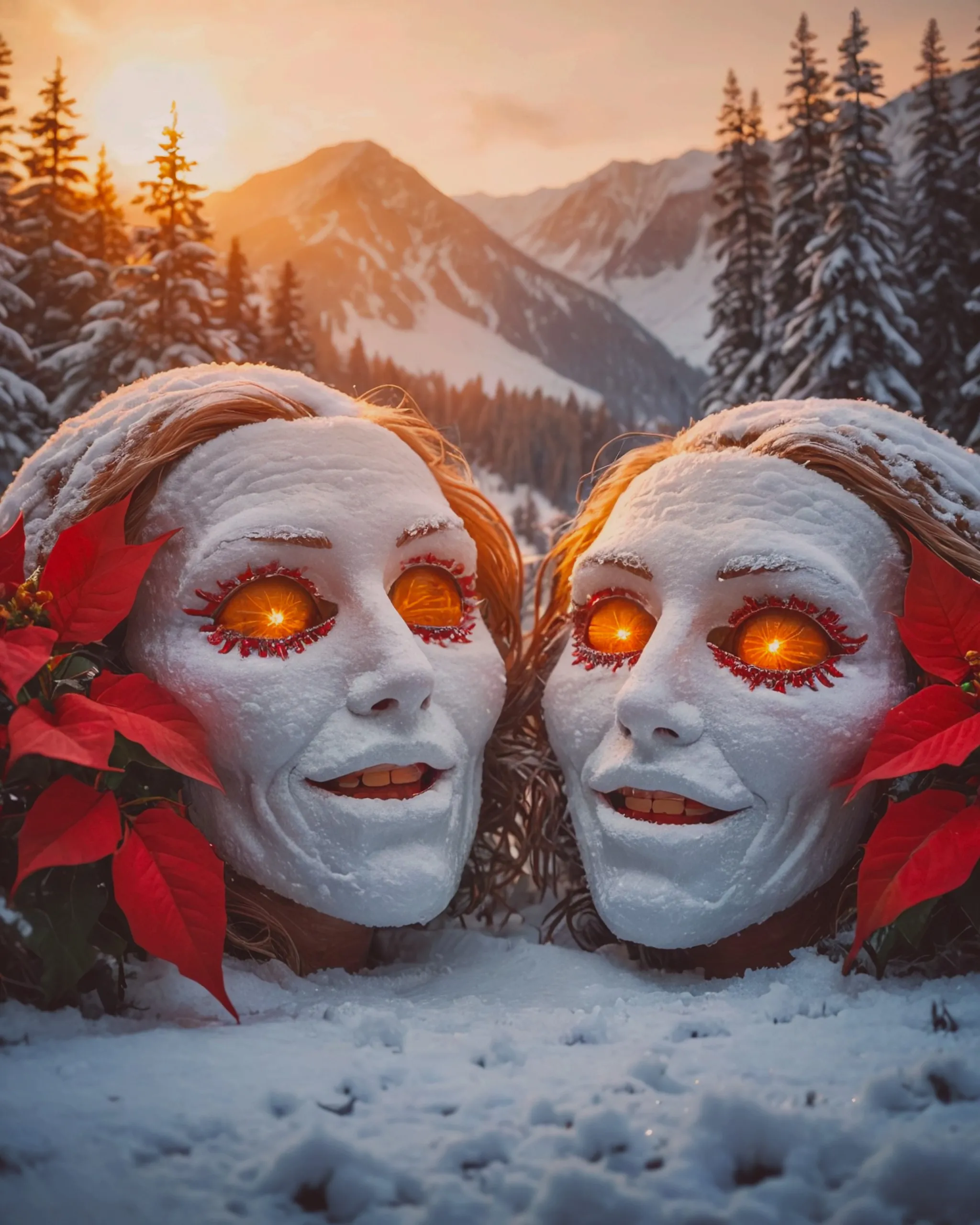 mountain forest snow covered pine - Free AI Photo Generator - starryai