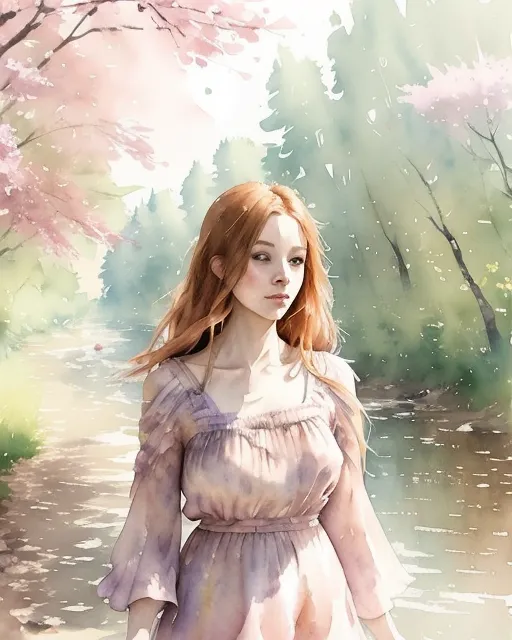Beautiful young woman flowing a - Free AI Photo Generator - starryai