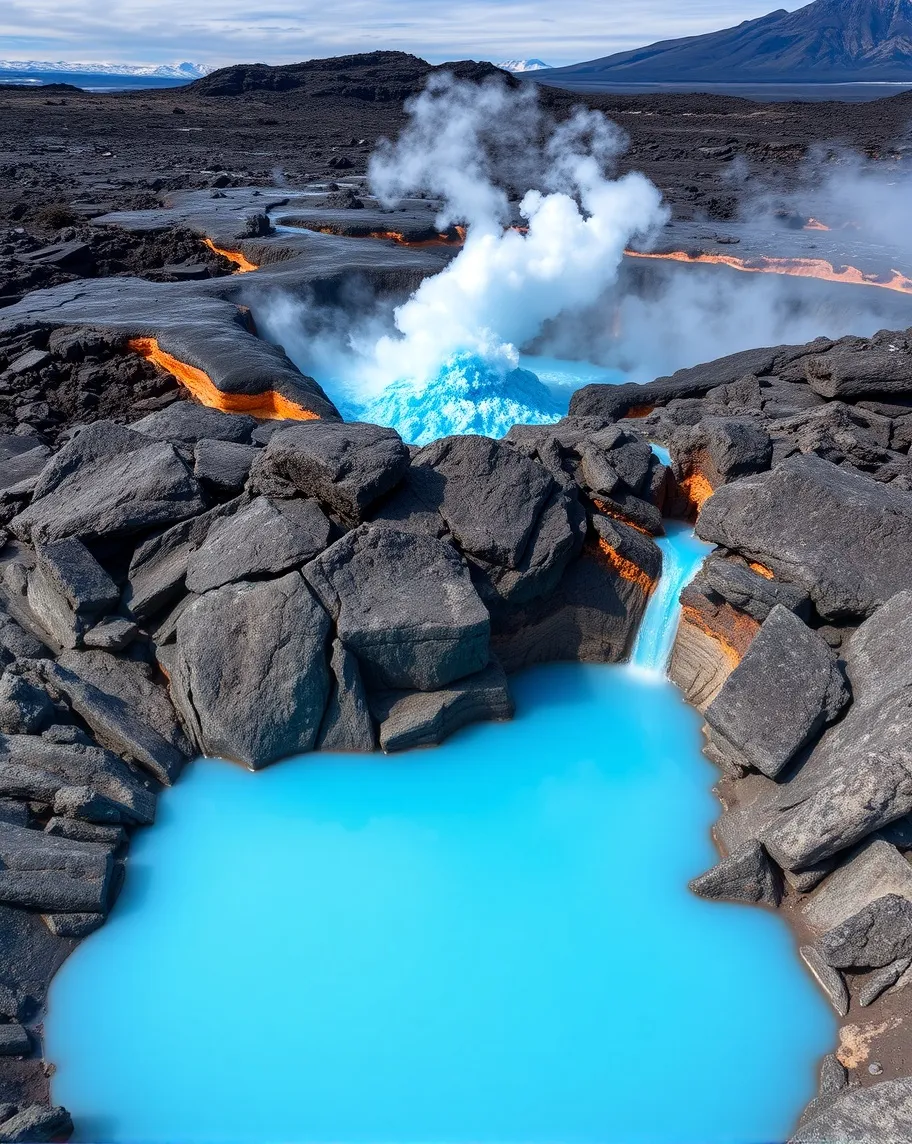 Blue lava volcano - Free AI Photo Generator - starryai