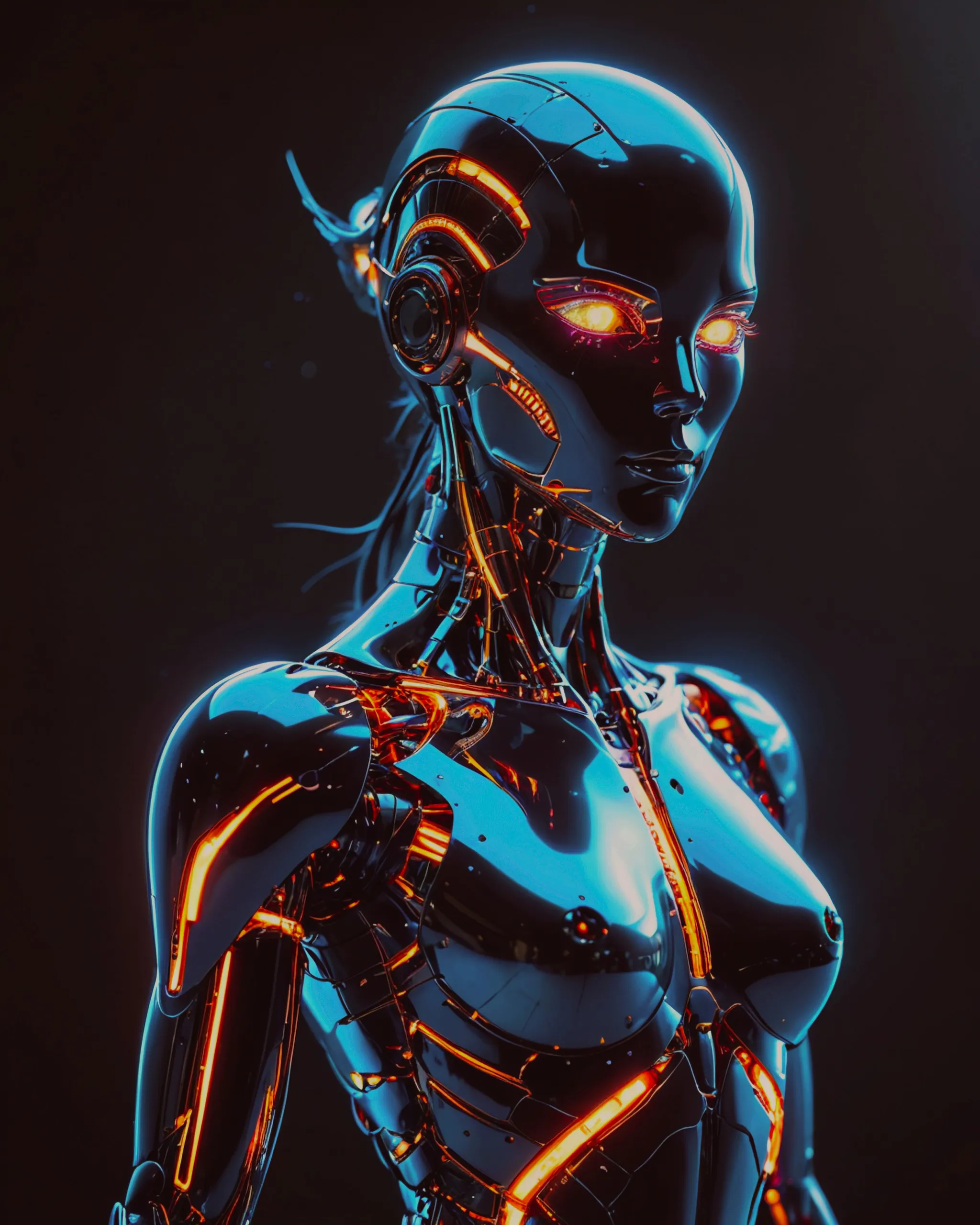 Humanoid bot but beautiful neon - Free AI Photo Generator - starryai