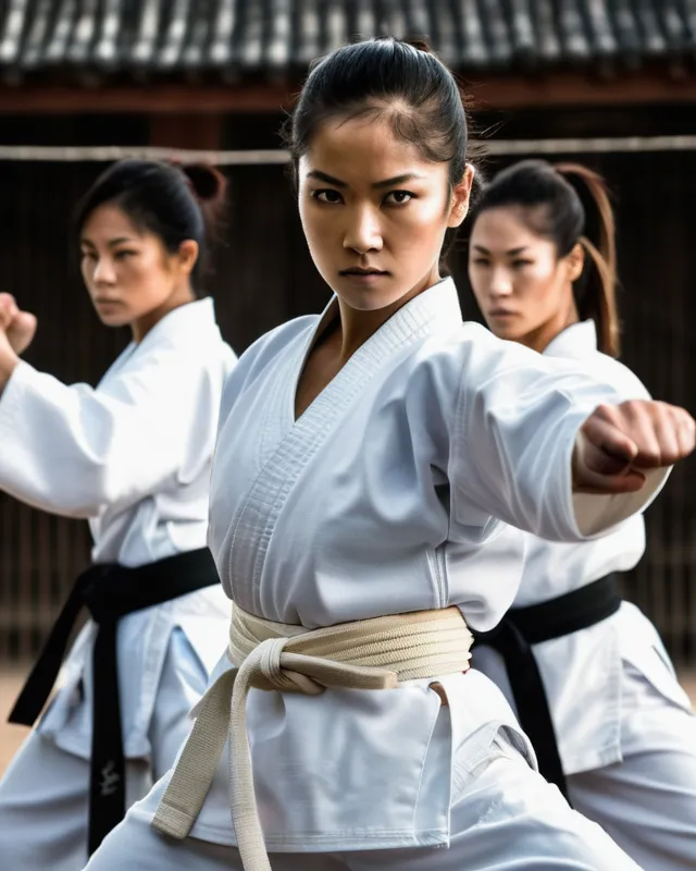 A martial arts empowered female fighting against her attackers in realistic manner 