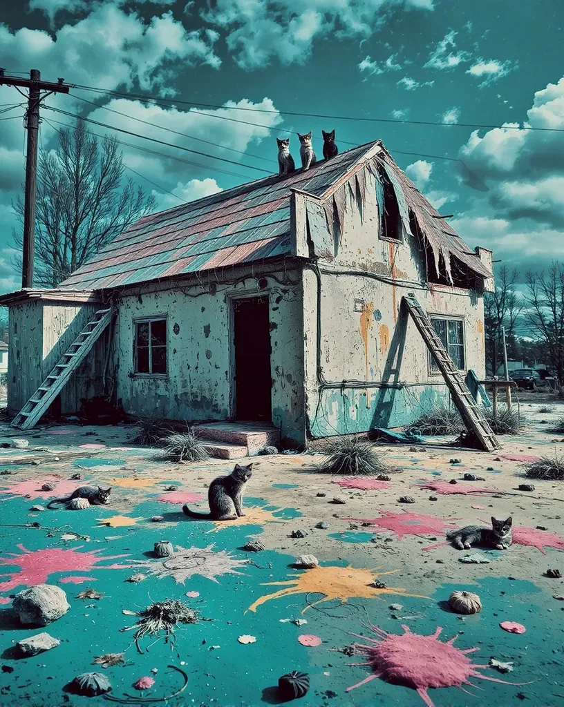 Abandoned house. Run down. paint - Free AI Photo Generator - starryai