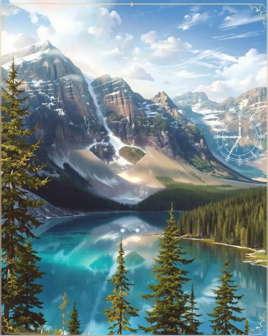 A vibrant mountain range next a - Free AI Photo Generator - starryai