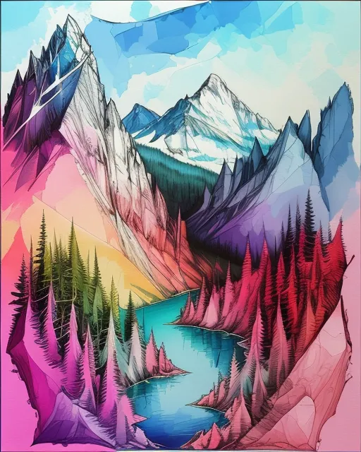 A vibrant mystic mountain range - Free AI Photo Generator - starryai