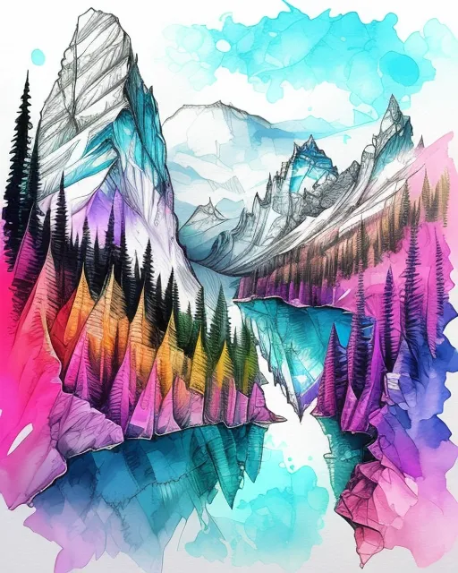 A vibrant mystic mountain range - Free AI Photo Generator - starryai