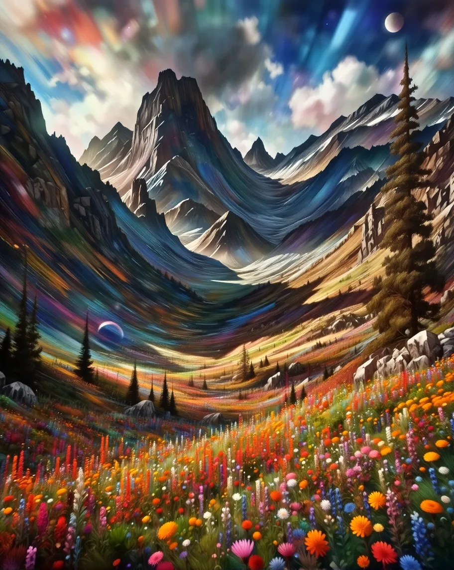 Rugged, snow-dusted peaks alpine - Free AI Photo Generator - starryai