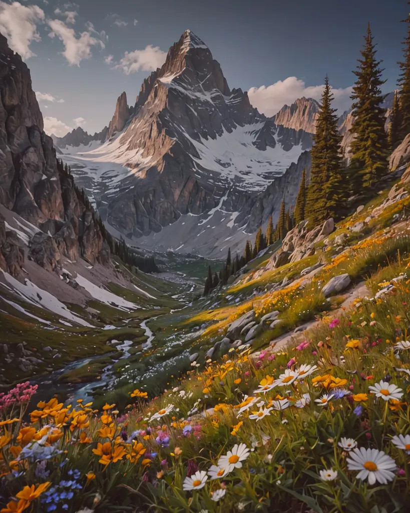 Rugged, snow-dusted peaks alpine - Free AI Photo Generator - starryai