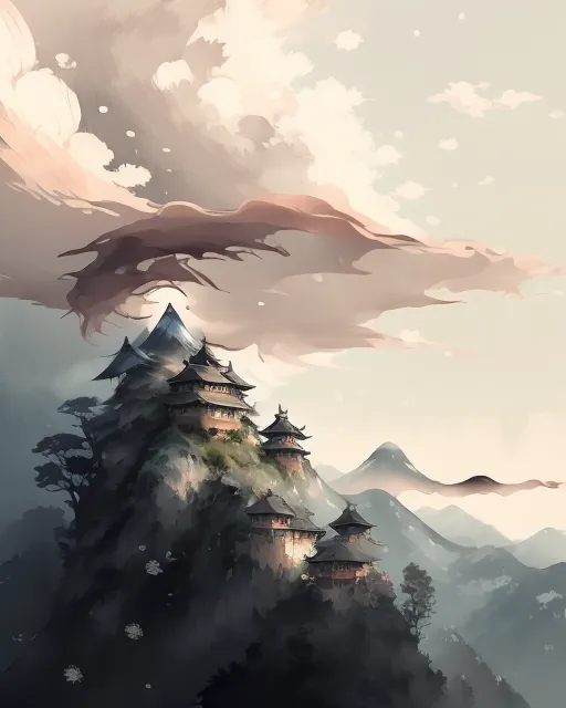 A large mountain, sitting above - Free AI Photo Generator - starryai