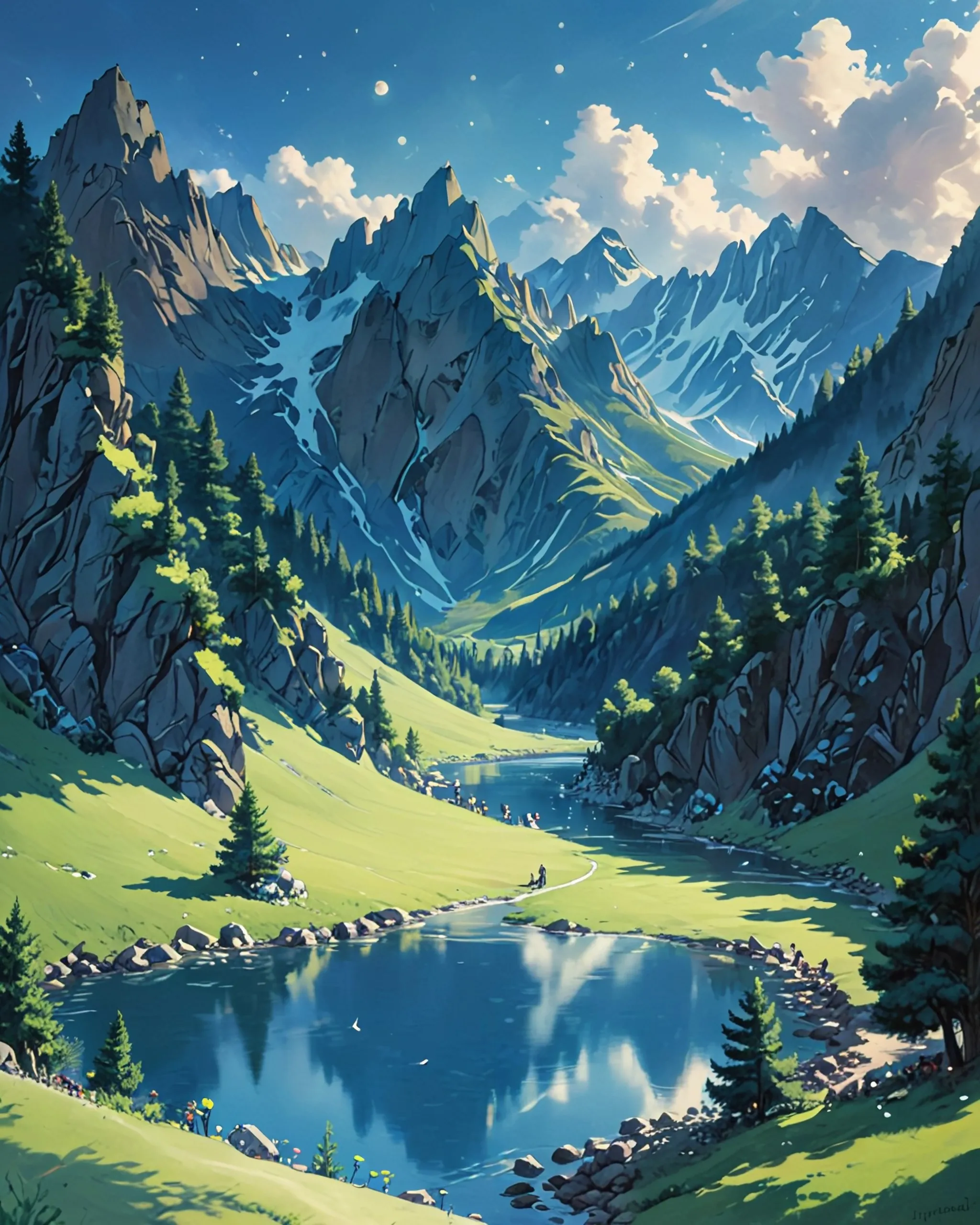Mountains canvas - Free AI Photo Generator - starryai