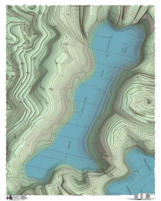 A map of a unknown world, massive mountains, 3D, 3D topographic map, muted