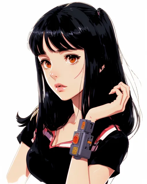 A women black hair, straight long - Free AI Photo Generator - starryai