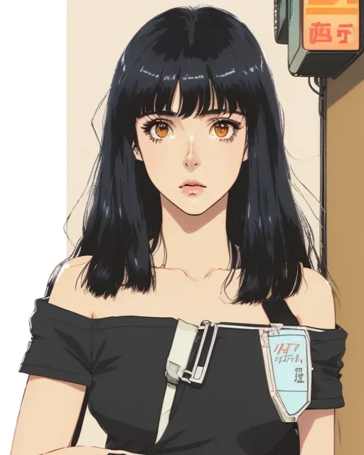 A women black hair, straight long - Free AI Photo Generator - starryai