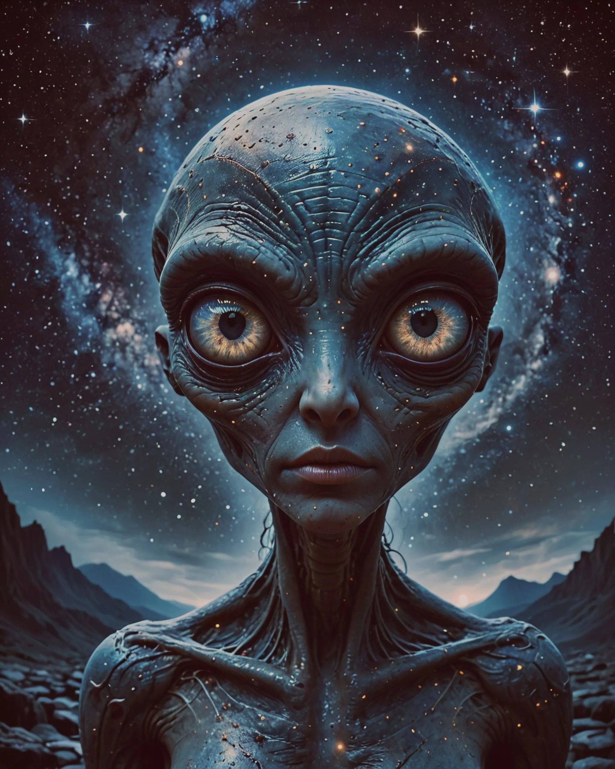 space alien stare, mesmerizing - Free AI Photo Generator - starryai