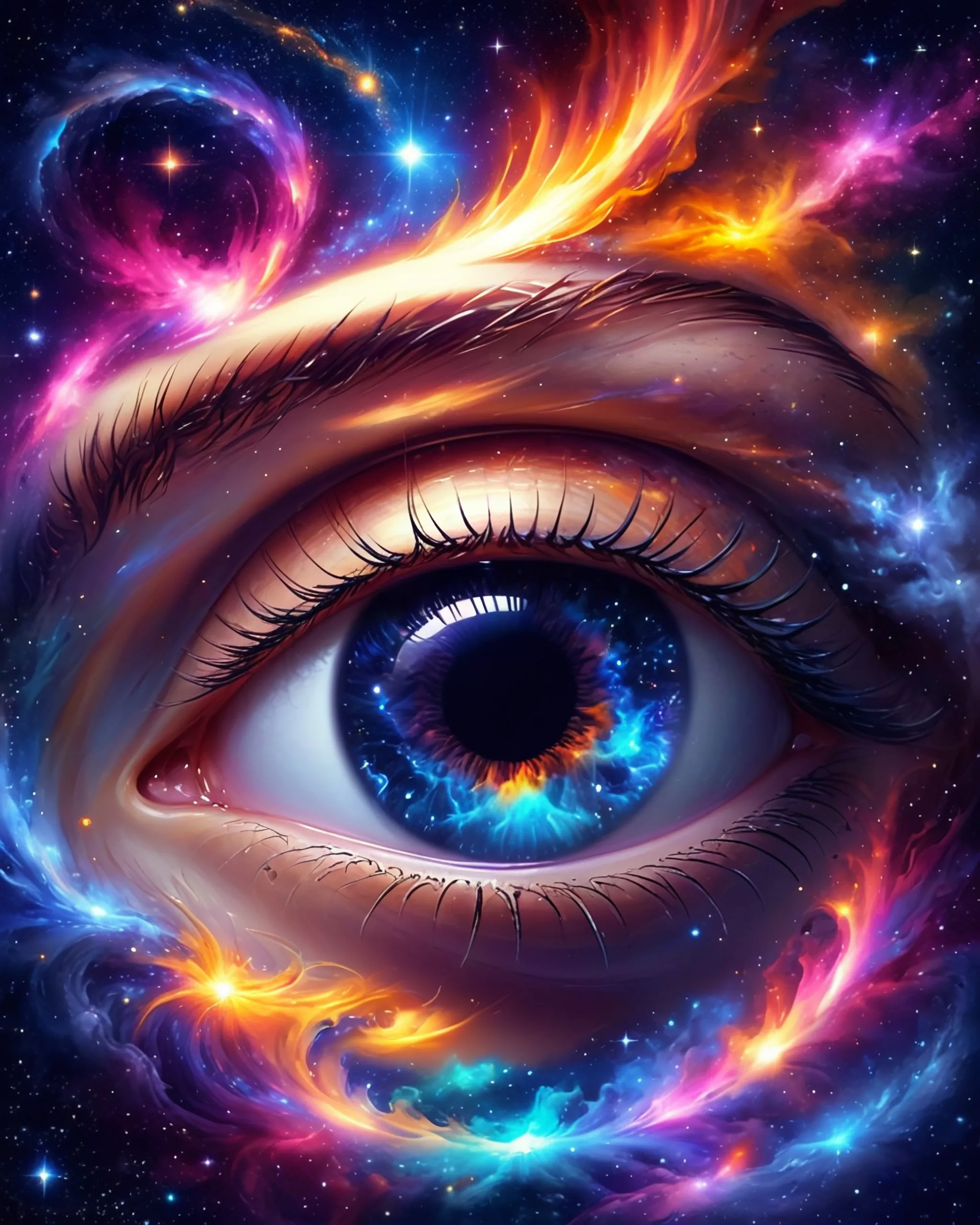 Beautiful human Eye colorful sky, - Free AI Photo Generator - starryai