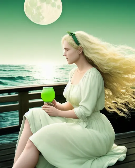 Image a young woman a flowing Her - Free AI Photo Generator - starryai
