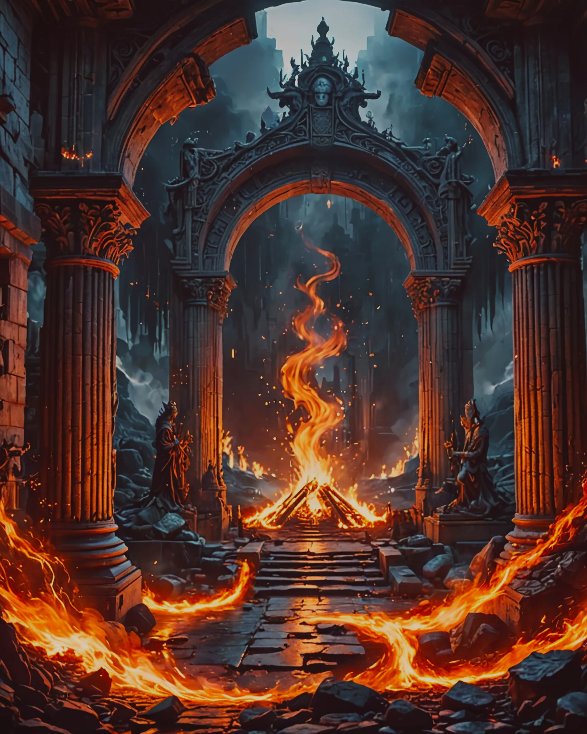 Fire Image Dank Developer a dank Labyrinth there a fire, - Free AI Photo Generator - starryai