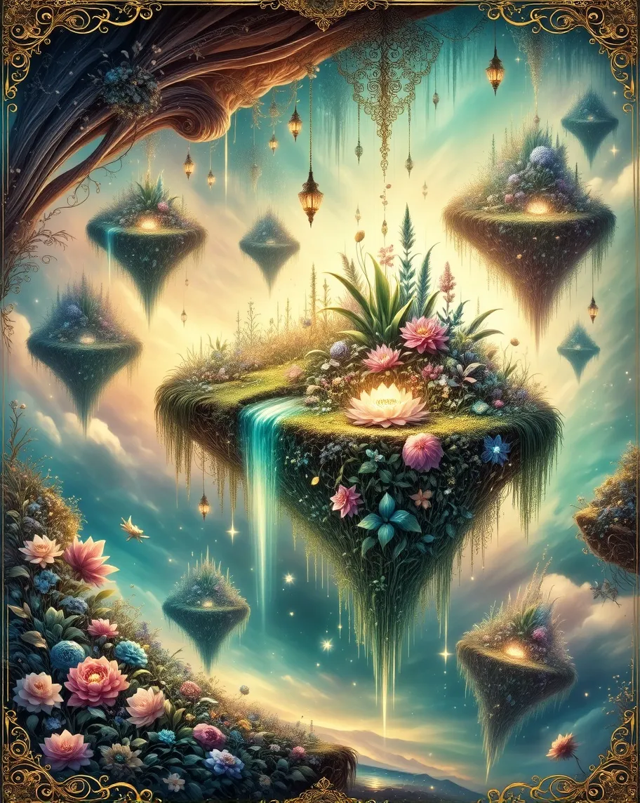 A dreamlike realm where islands - Free AI Photo Generator - starryai