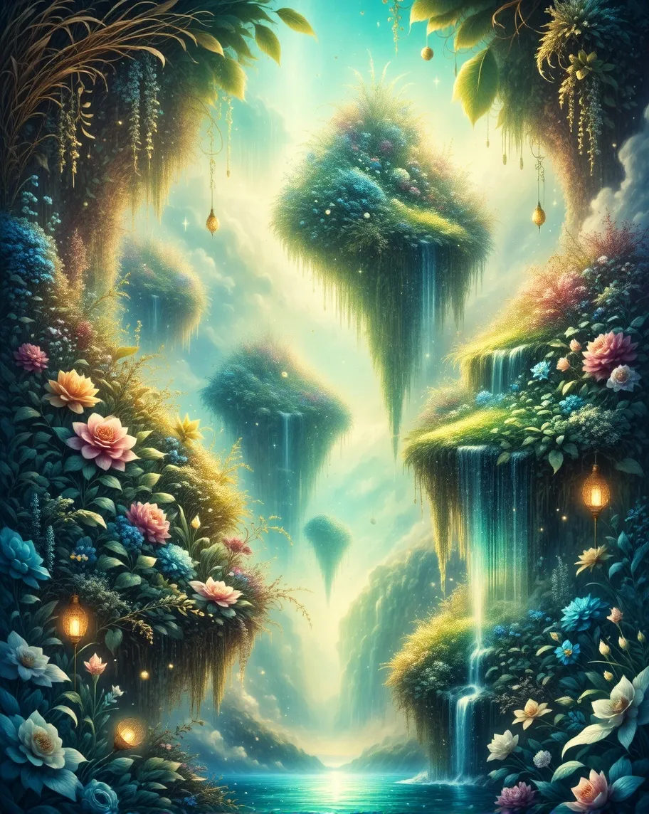 A dreamlike realm where islands - Free AI Photo Generator - starryai