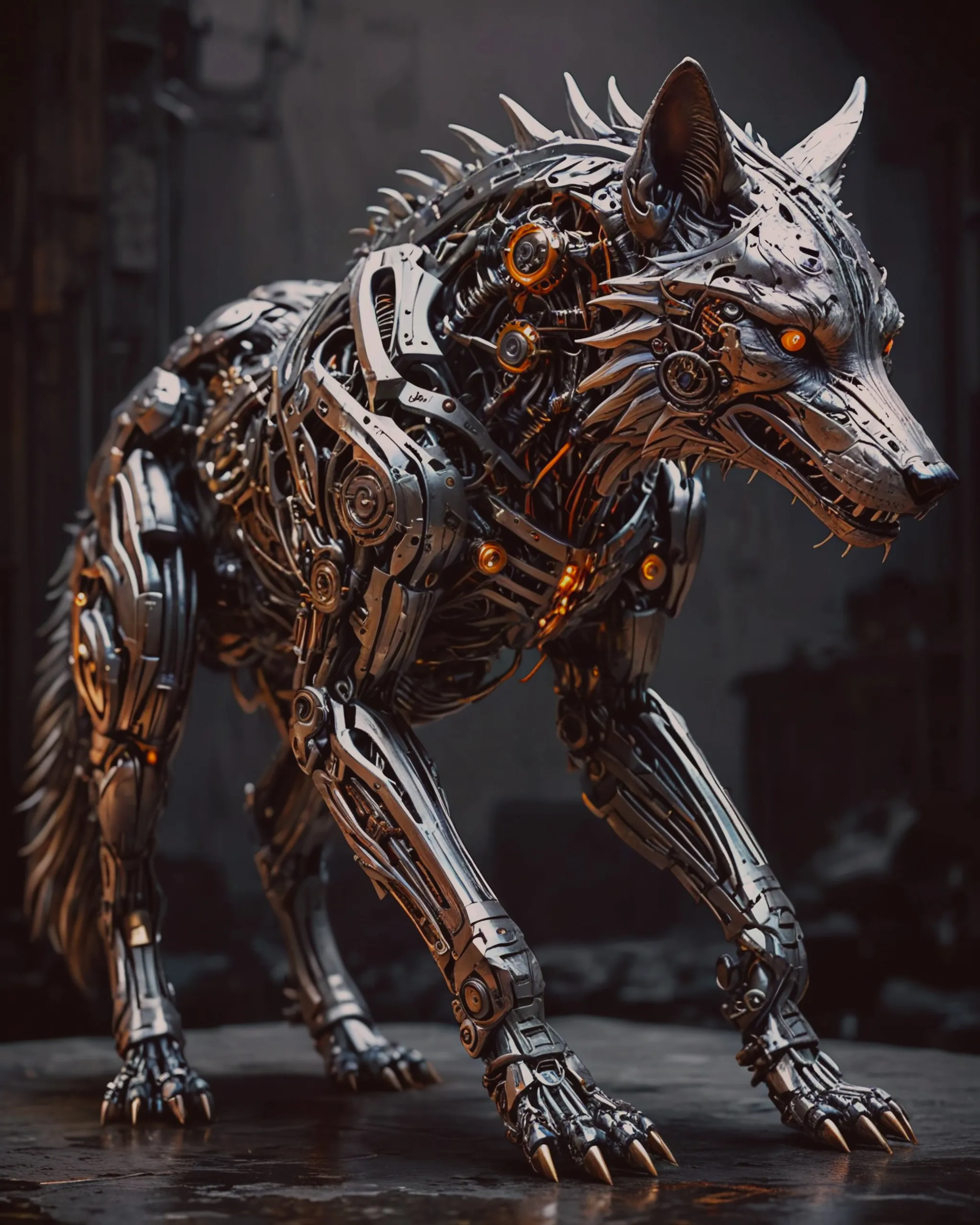 biomechanical wolf - Free AI Photo Generator - starryai
