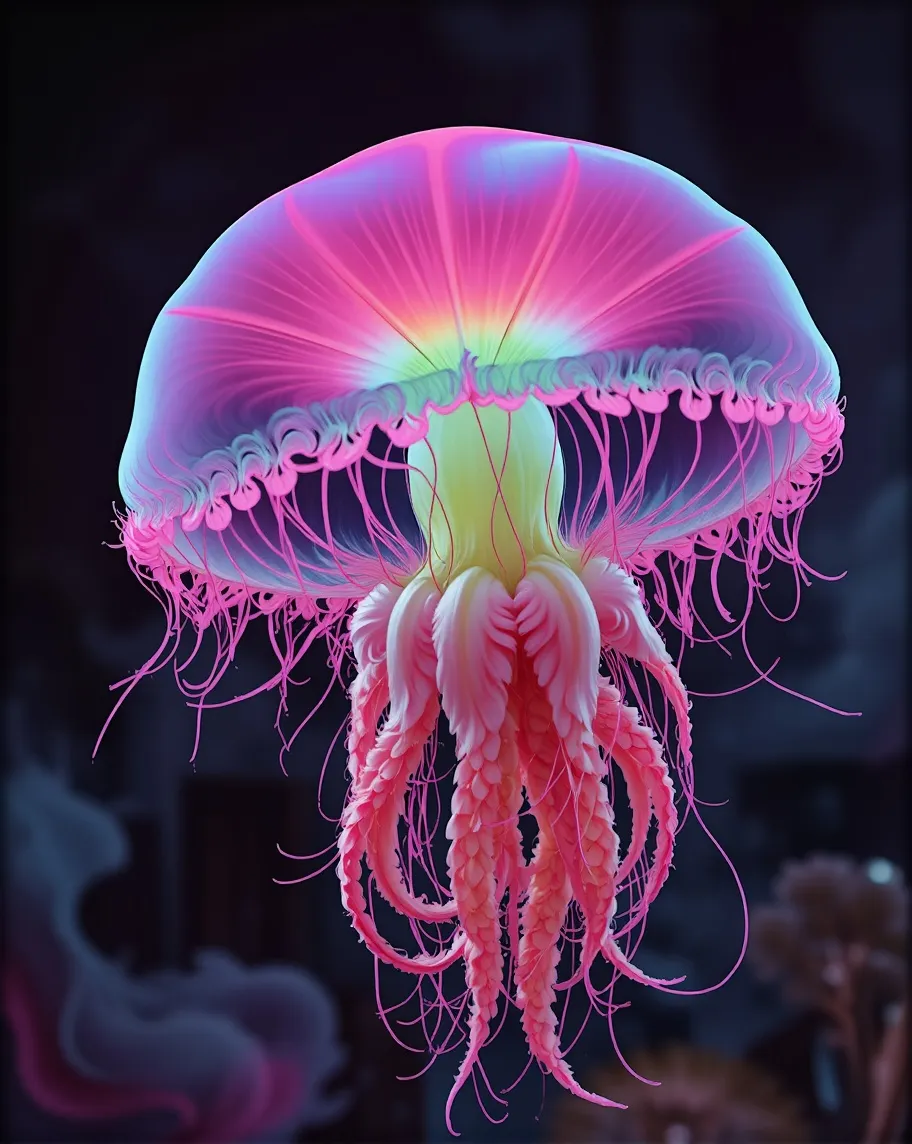 A majestic jellyfish a gelatinous - Free AI Photo Generator - starryai