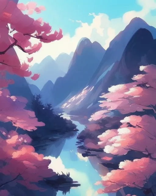 Serene mountain landscape mist, - Free AI Photo Generator - starryai