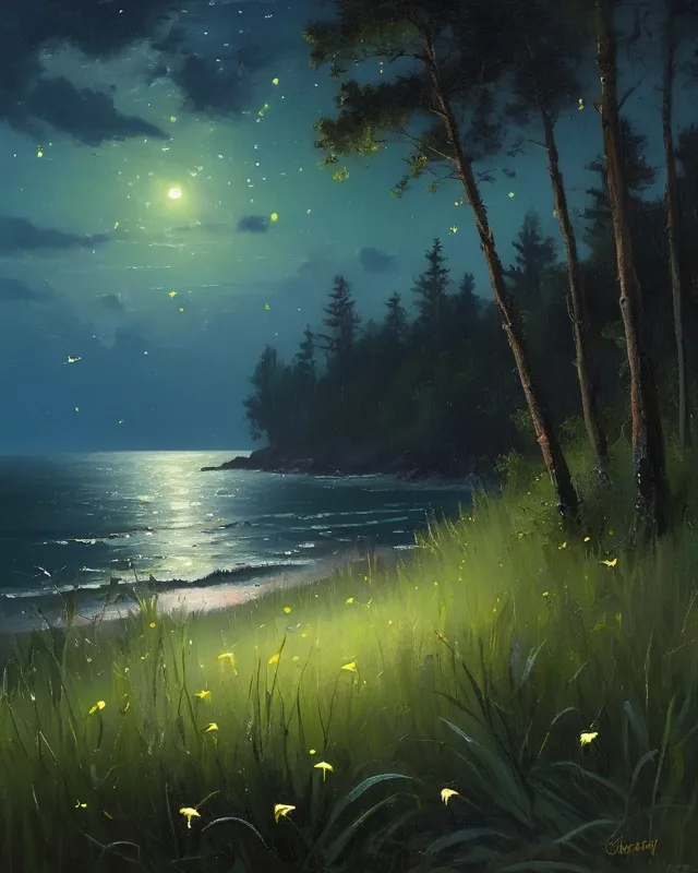 Mystical night, mystical sea near - Free AI Photo Generator - starryai