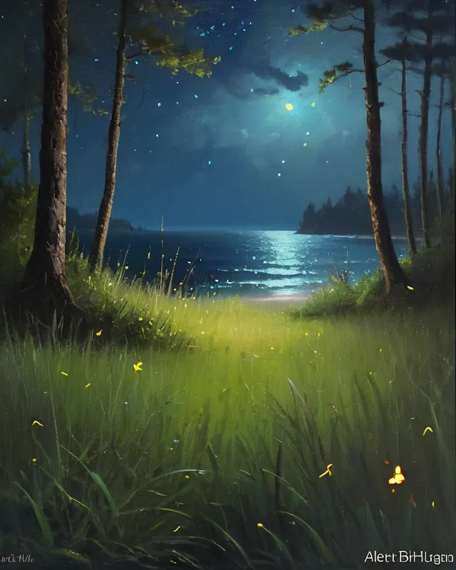 Mystical night, mystical sea near - Free AI Photo Generator - starryai