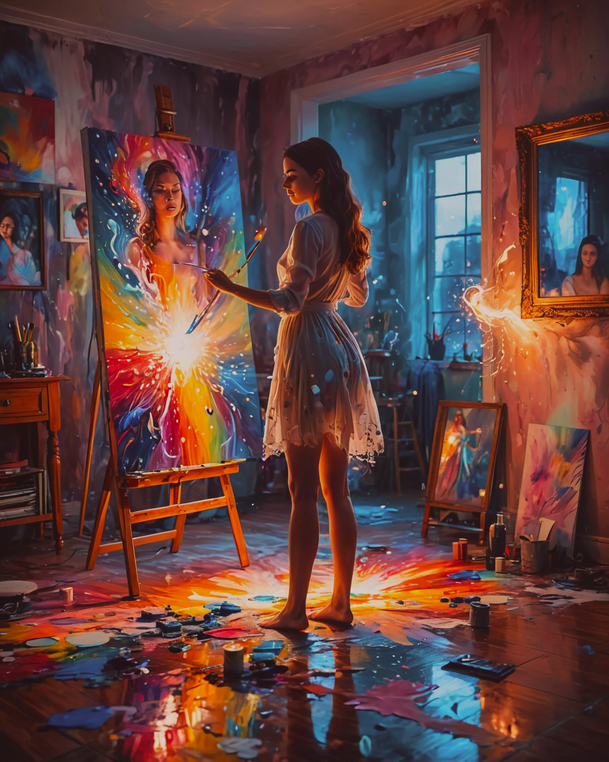 surreal scene a young, attractive - Free AI Photo Generator - starryai