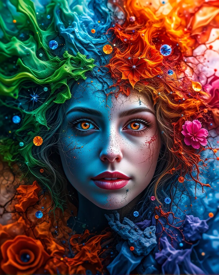 Ink illusions. Bright vibrant - Free AI Photo Generator - starryai