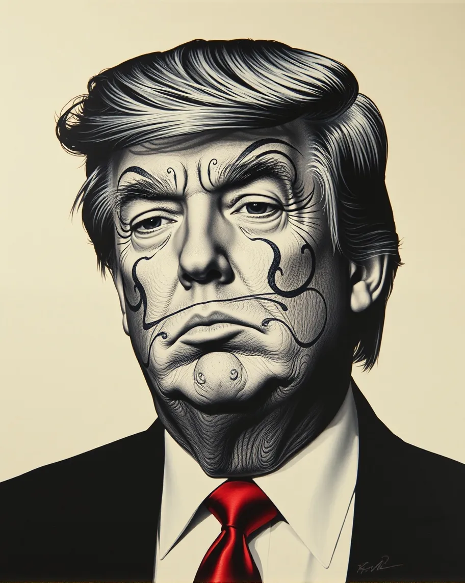 Swirls of tattoo ink on president trumps face