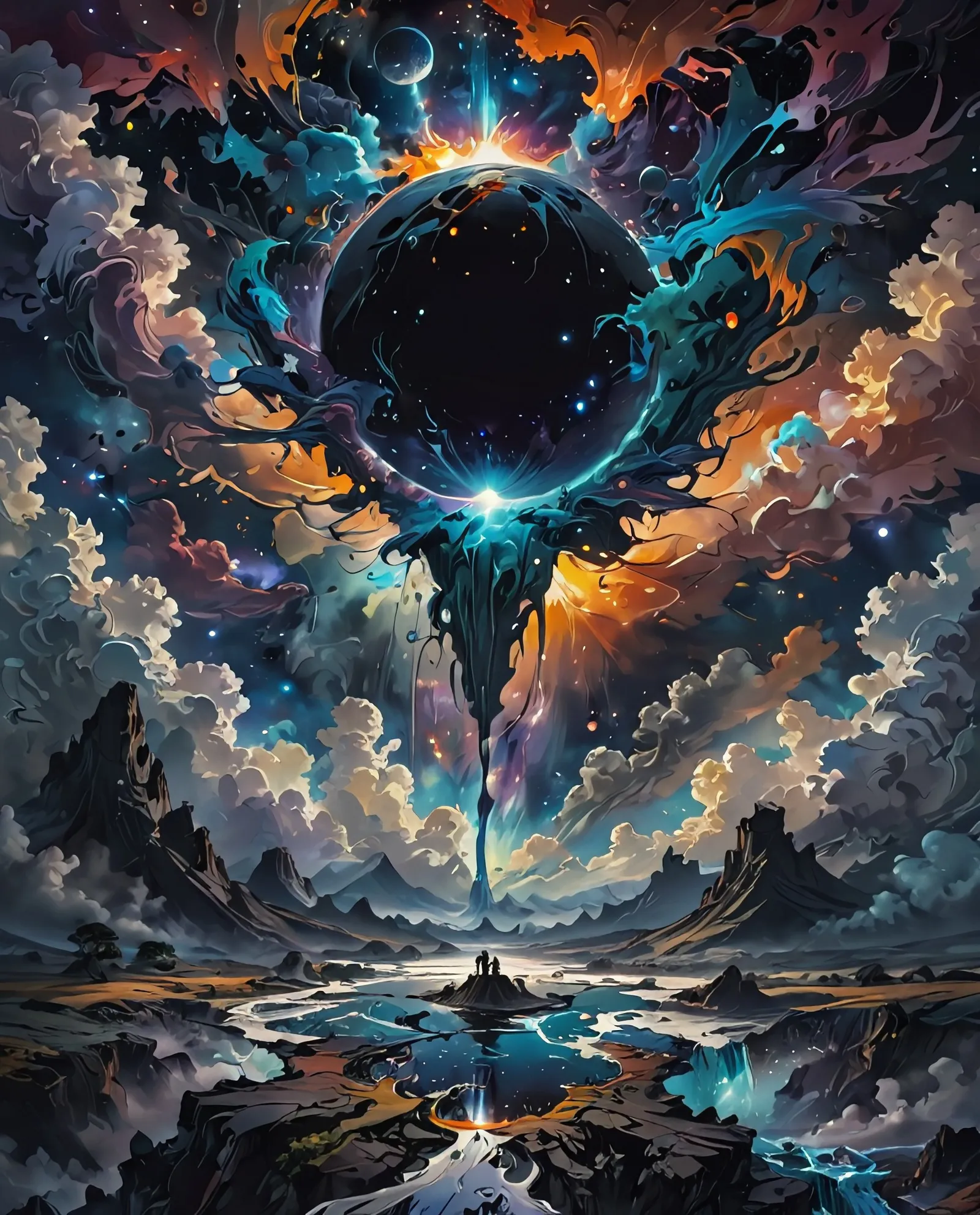 Ink spilling out a black hole - Free AI Photo Generator - starryai