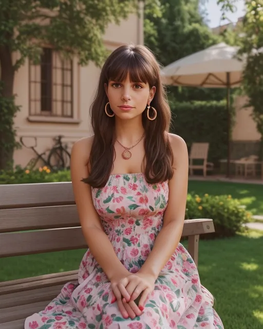 a woman sitting on a bench a hair - Free AI Photo Generator - starryai