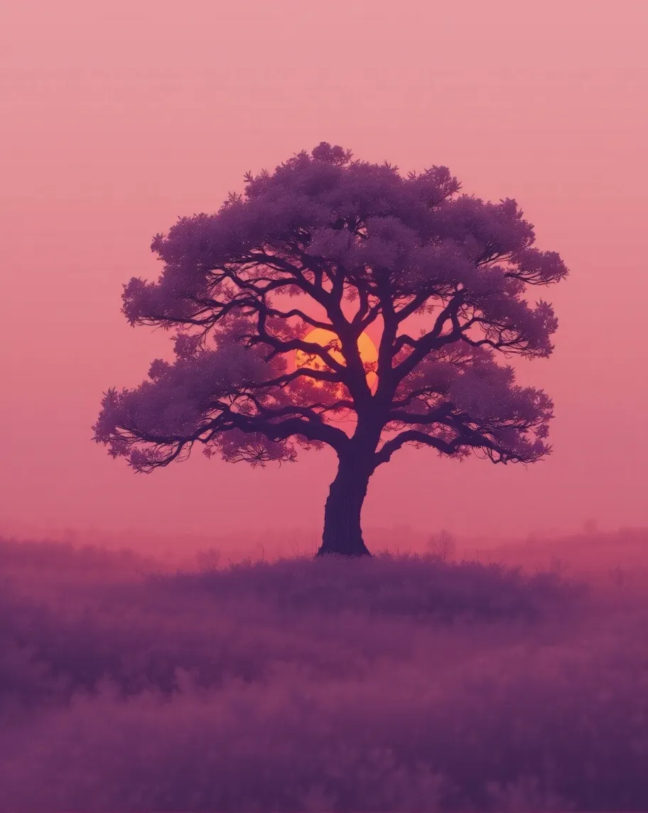 A minimalist serene scene: a oak - Free AI Photo Generator - starryai