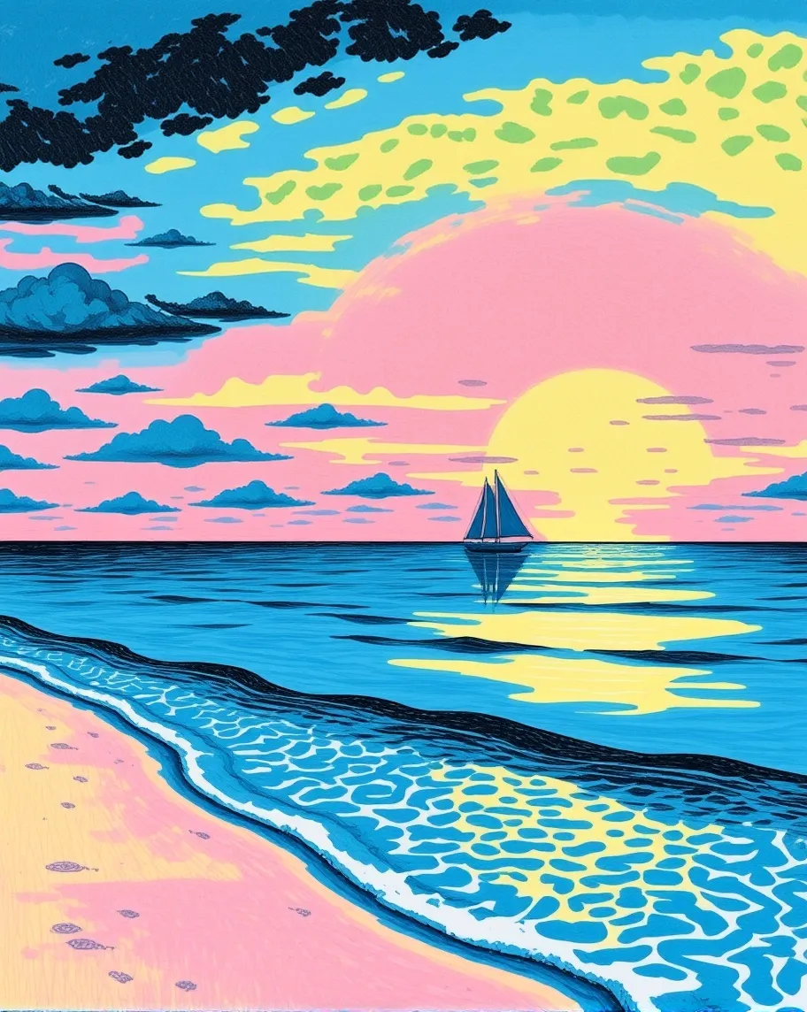 Random Sunset Generator Coastal Sunset - Free AI Photo Generator - starryai