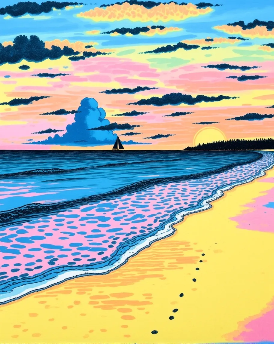 Random Sunset Generator Coastal Sunset - Free AI Photo Generator - starryai