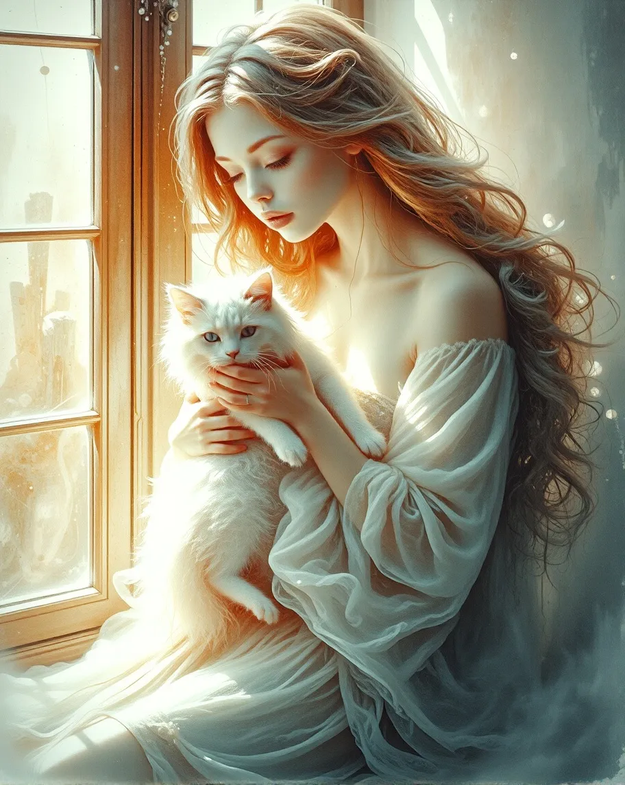 A charming young woman flowing - Free AI Photo Generator - starryai