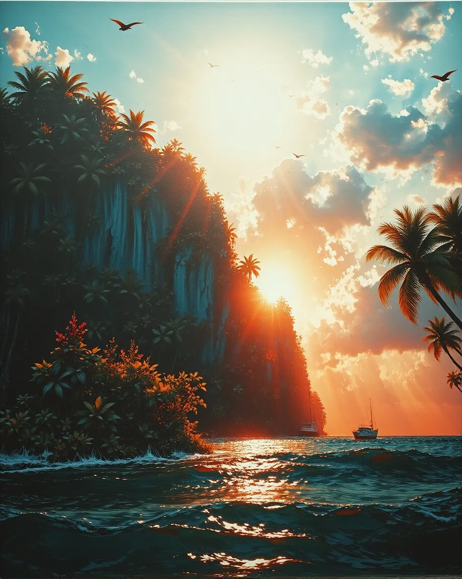 Breath taking sunset on a remote - Free AI Photo Generator - starryai