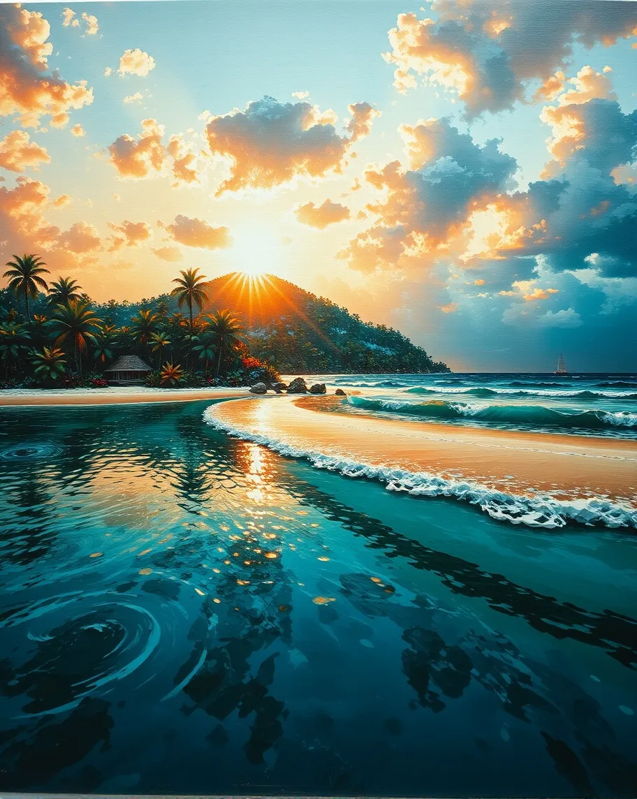Breath taking sunset on a remote - Free AI Photo Generator - starryai