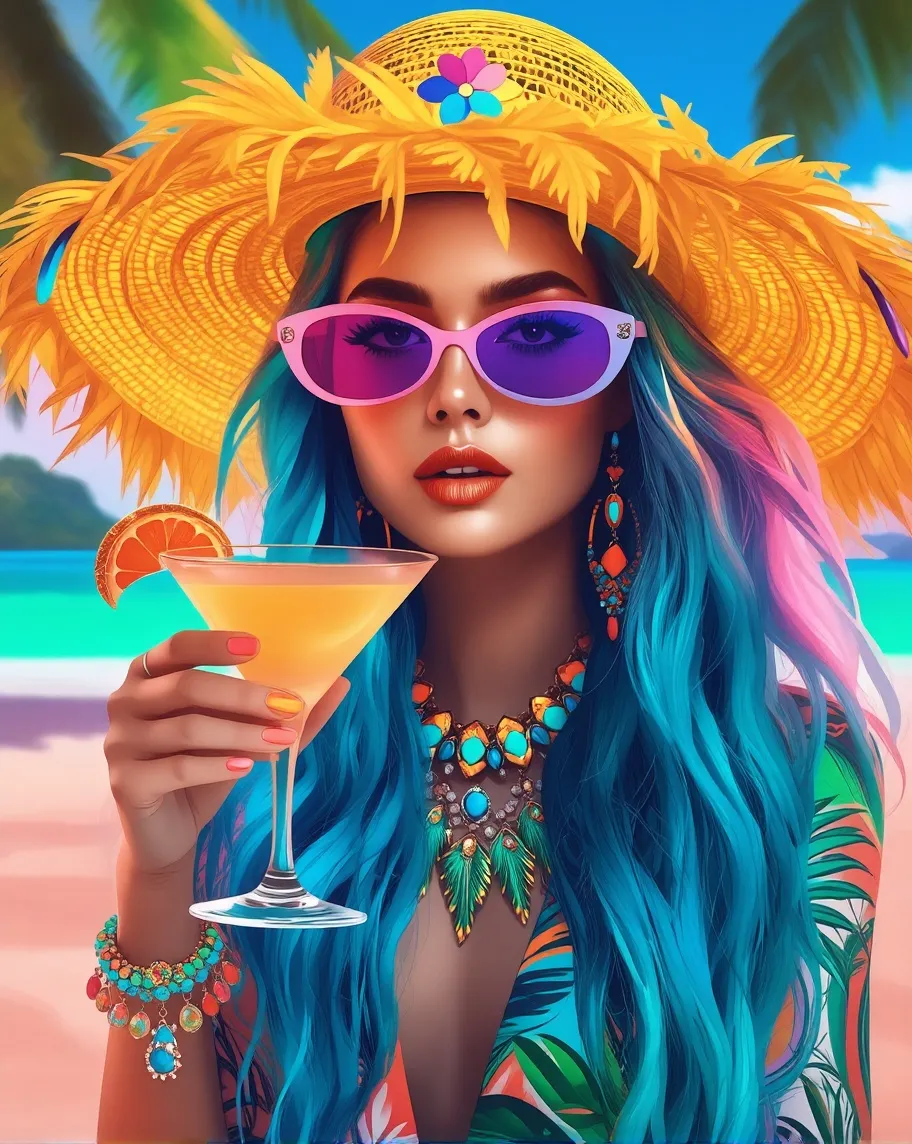 A woman wearing a wide yellow hat - Free AI Photo Generator - starryai