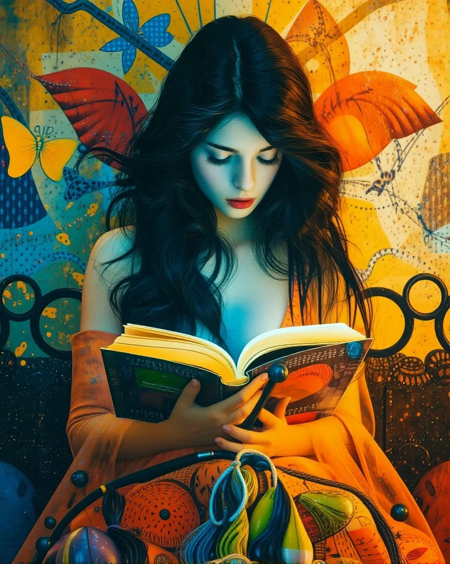 A young beautiful woman long hair - Free AI Photo Generator - starryai