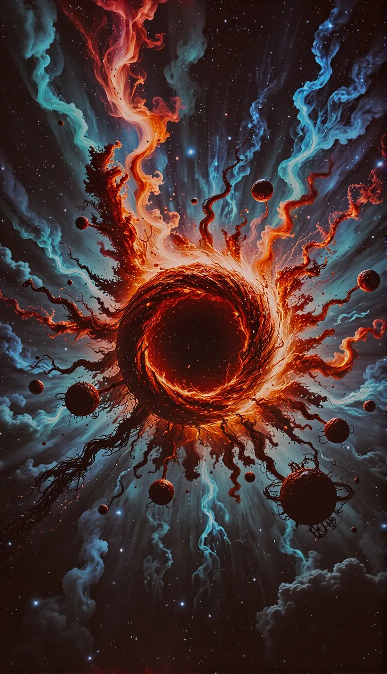A colossal black hole devours a - Free AI Photo Generator - starryai