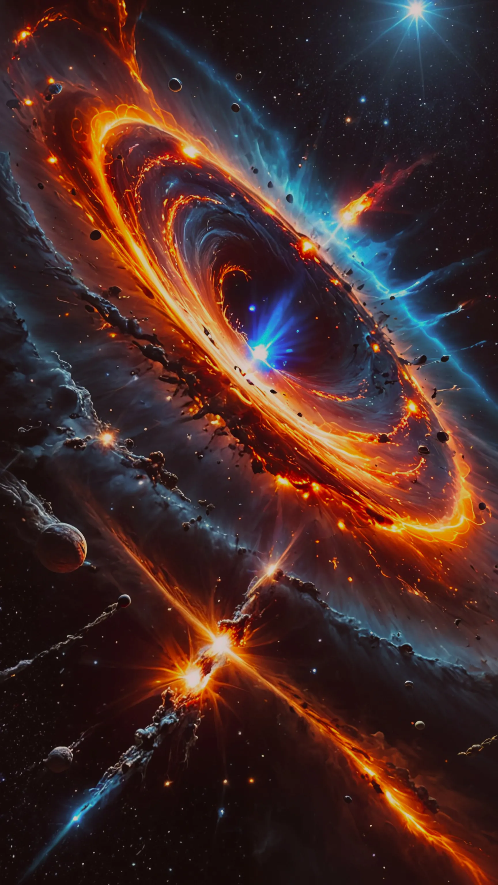 A colossal black hole devours a - Free AI Photo Generator - starryai