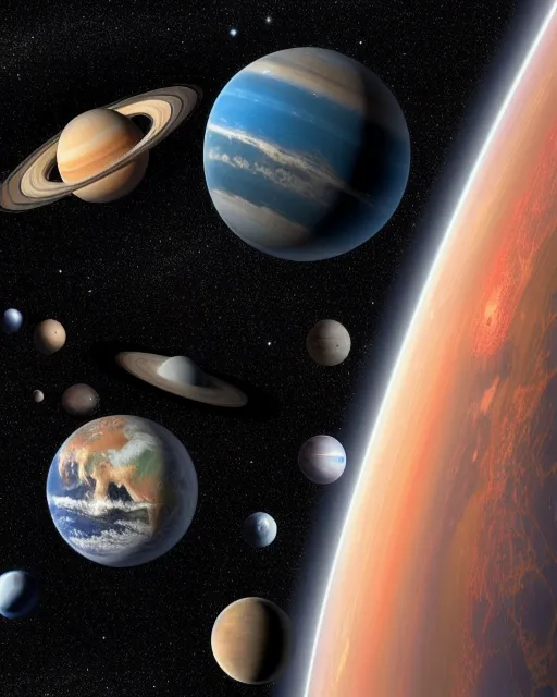 Multi planetary systems converge - Free AI Photo Generator - starryai