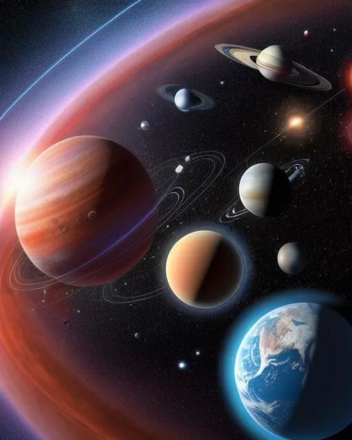 Multi planetary systems converge - Free AI Photo Generator - starryai