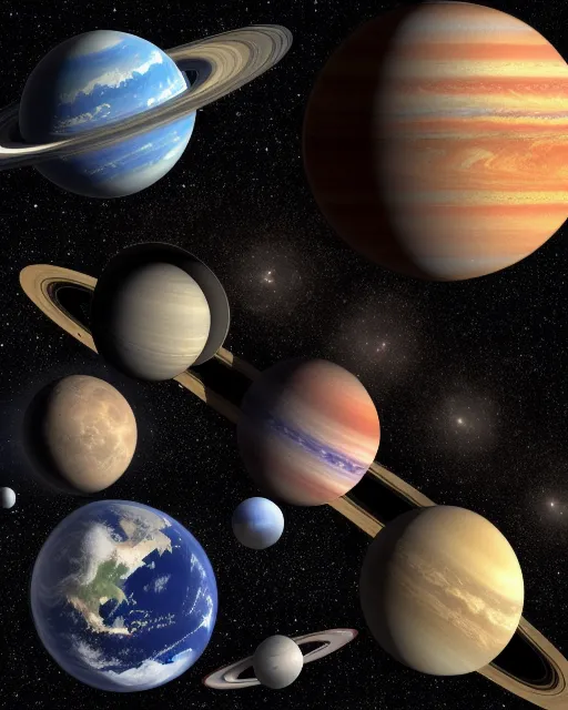 Multi planetary systems converge - Free AI Photo Generator - starryai